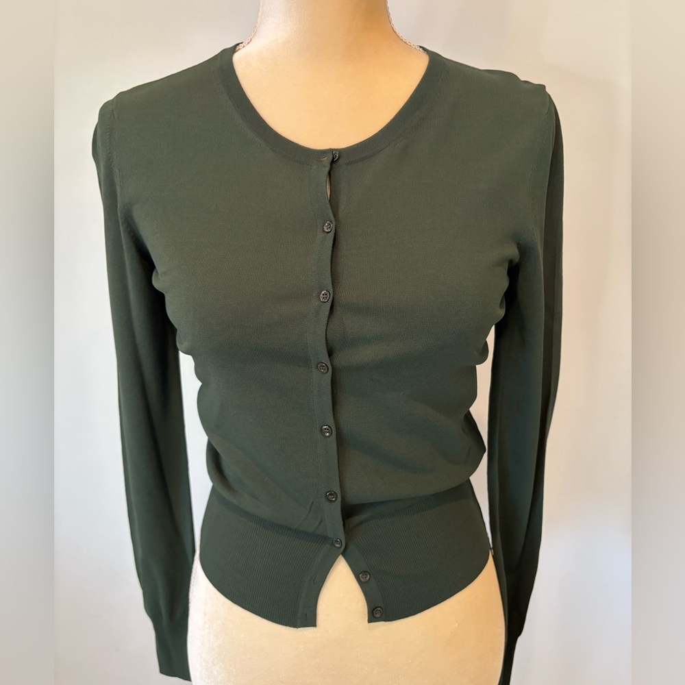 Alaia Paris Green Viscose Cardigan Sweater, Sz 38 Italian (XS)
